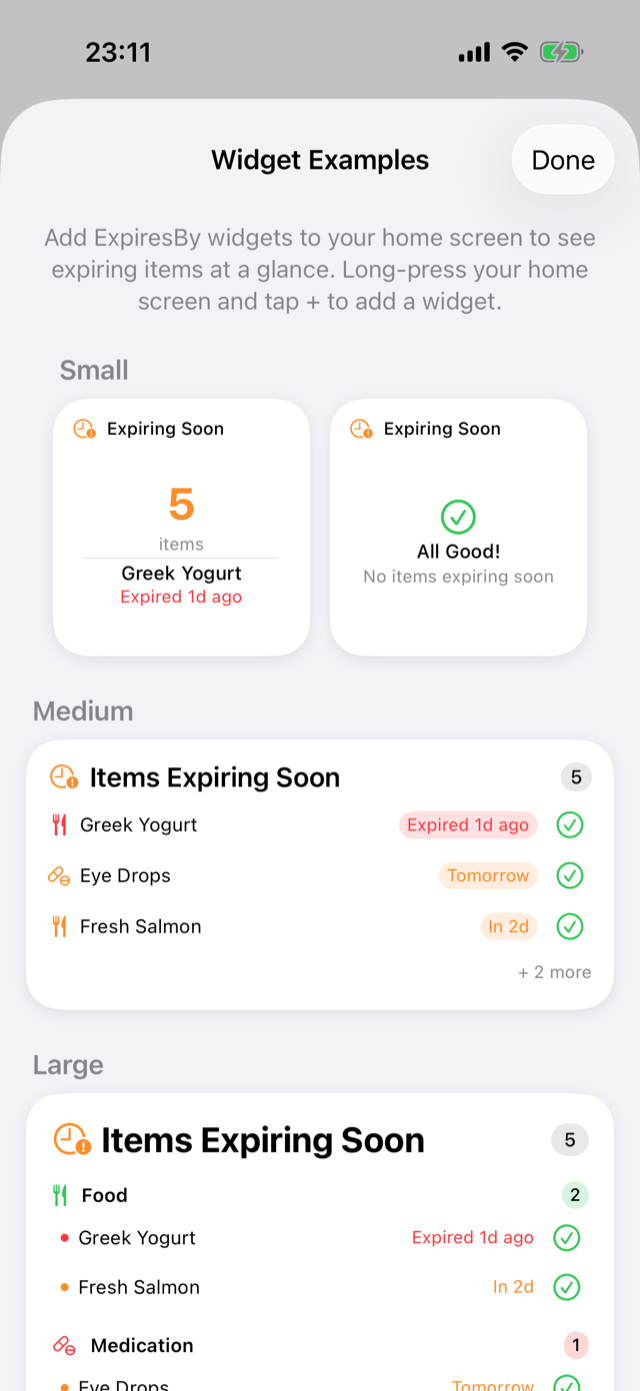 Home screen widgets